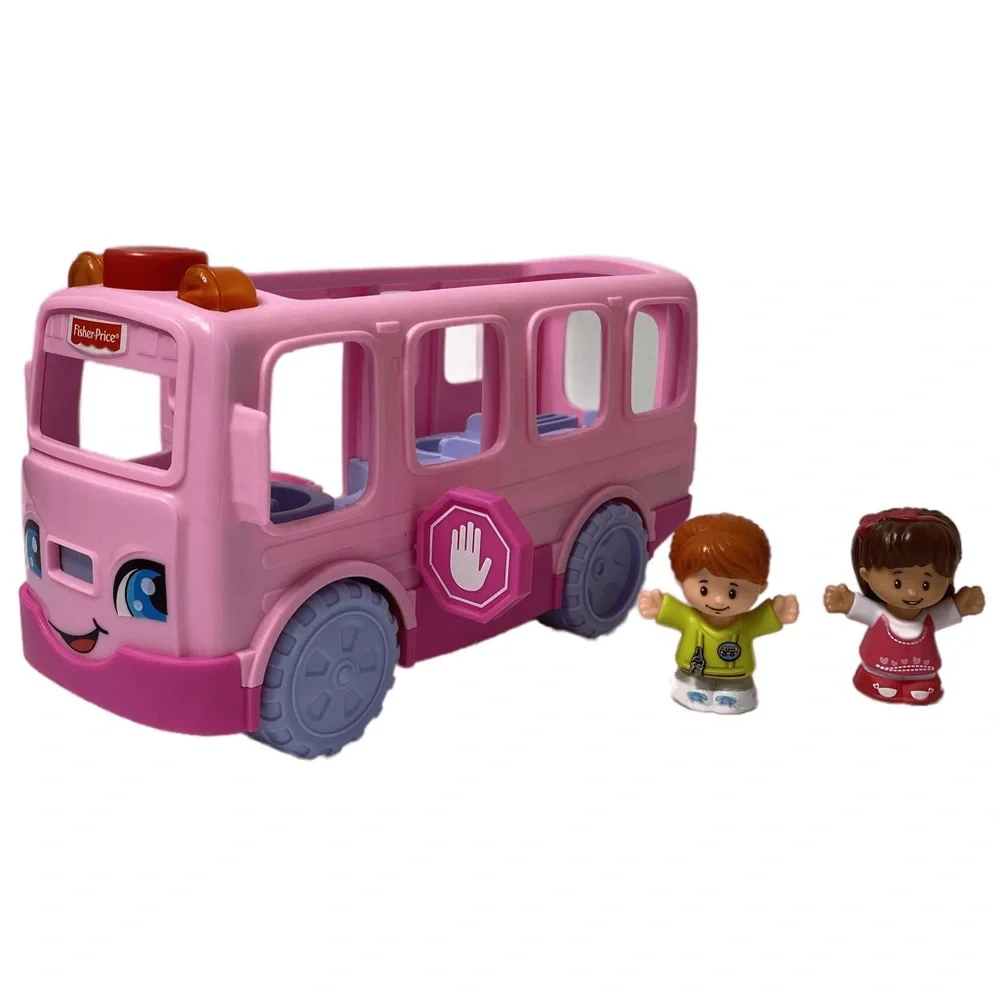 Vintage Fisher Price Little Movers Pink School Bus Sit With Me Little People Toy